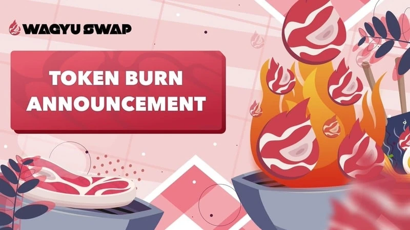 WagyuSwap token burn announcement showing WAG tokens burning